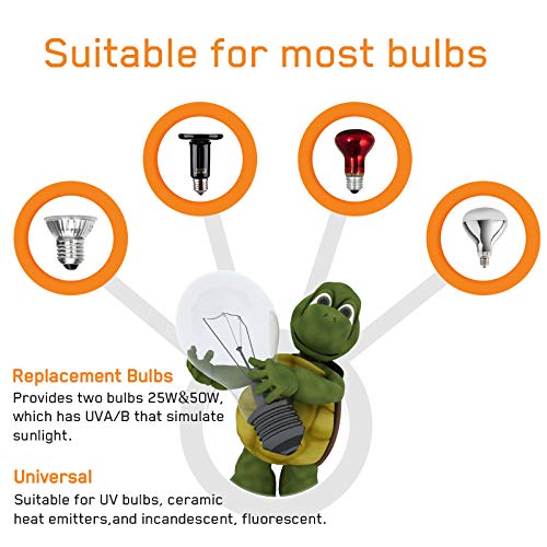 Timed Reptile Heat Lamp with Clamp, Adjustable UVA/UVB Basking Light, 360° Rotatable Clip and Power Adapter for Aquarium (Bulb Included) - color: Black