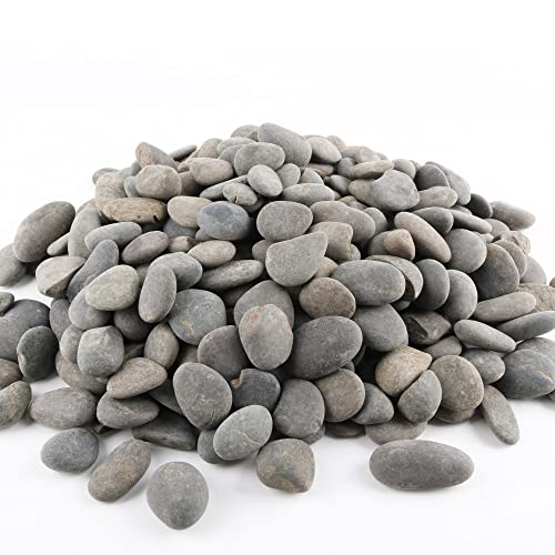 18 Pounds Natural River Rocks Mexican Beach Pebbles for Garden Landscape Stone Paving Stone Grey (1Inch) - size: 18LB, style: Medium
