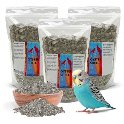 Morning Bird Oyster Shell 4.5 lb - Natural Calcium Supplement for Birds | Natural Calcium Bird Supplement – Sustainably Harvested from California Coastal Waters – Safe Year Round Bird Food Additive - size: 4.5 lbs (3-Pack of 1.5 lbs)