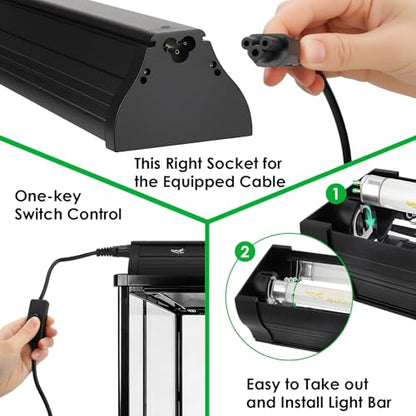 UVB Light for Reptiles Bearded Dragon, T5 UVB Reptile Light Fixture HO UVB Bulb Lighting Combo Kit 10.0 24W UVA UVB Reptile Light Bulb Terrarium Lamp Tube Bar for Snake Gecko Turtle Lizard, 22 Inch - size: T5-22Inch