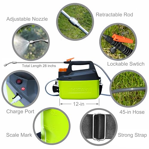 HIFAY ES4 Electric Sprayer 1 Gallon Built-in 4000mAh Rechargeable Battery, Copper-Nickel Spray Nozzle Makes The Spray More Delicate, The Telescopic Spray Rod Can Reach Further - color: Green