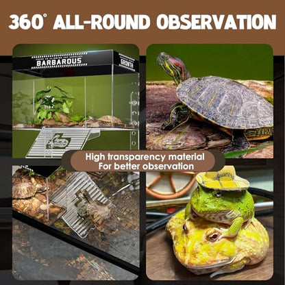 Turtle Topper Basking Platform, Acrylic Turtle Ramp, Transparent Aquatic Reptile Ramp Dock, Land Elevated Topper Decor, Slider Hanging Habitat Enclosure Cage for Aquatic Turtles Transparent