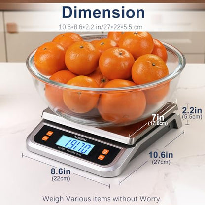 Atogou 88lb Food Scale, Commercial Kitchen Scale Plug-in Usable | Full View LCD Display, Stainless Steel, for Baking, Bread, Cooking, Meat, Vegetables, Farm, Industry LC200 Silver - size: Silver 88 lb (40 kg)