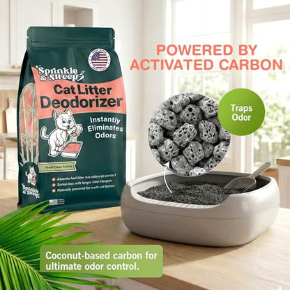Sprinkle & Sweep: Litter Box Deodorizer Duo - 8oz Bag & Speed Sifter - Cat-Kitten Home Odor Neutralizer, Ultra-Absorbent Formula, Wood Handle Scooper - style: 1 Bag + Speed Sifter