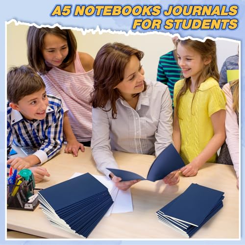 100 Pcs Journals Notebooks Bulk - Kraft Softcover A5 Small Notebooks 5.5 Inch x 8.3 Inch Notepads with 60 Page 30 Sheet for Writing Sketch Travel Office Supplies(Navy Blue,Lined) - color: Navy Blue, style: Lined