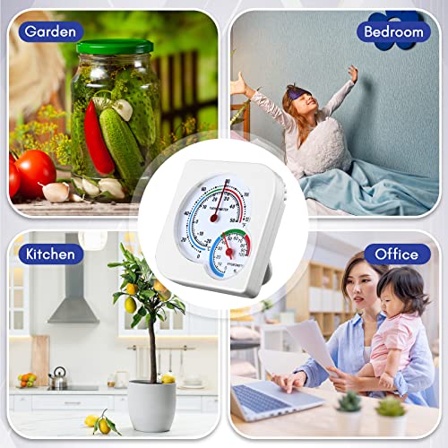 Kathfly 6 Pcs Indoor Thermometer and Humidity Gauge Indoor Mini Thermometer Hygrometer Temperature Humidity Meter Temperature and Monitor with Pointers for Home, Kitchen, Planting Room - size: White