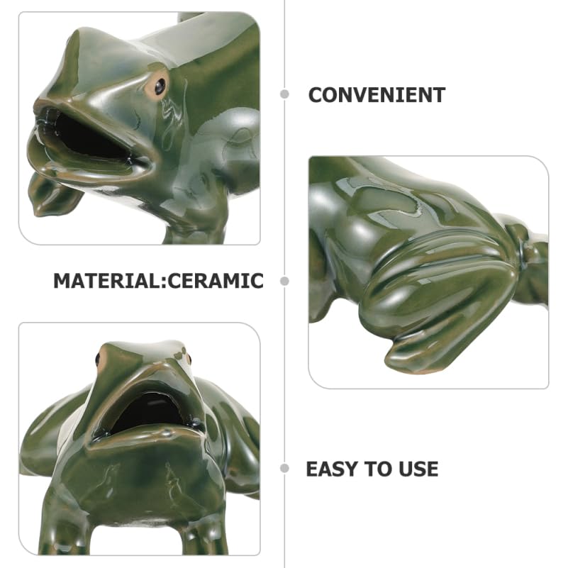 Ceramic Frog Spitters, 2 Sizes, 2 Pack | Pond Spitter Ornaments, Open-Mouth Ceramic Design, Adds Water-Feature Character, for Ponds, Fountains, and Bonsai