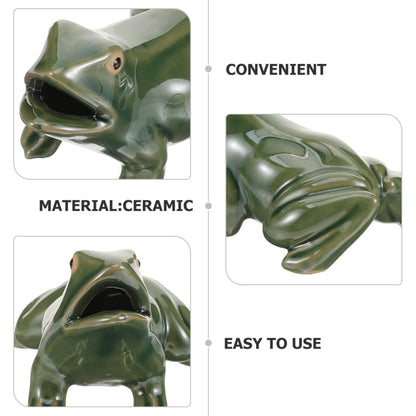Ceramic Frog Spitters, 2 Sizes, 2 Pack | Pond Spitter Ornaments, Open-Mouth Ceramic Design, Adds Water-Feature Character, for Ponds, Fountains, and Bonsai
