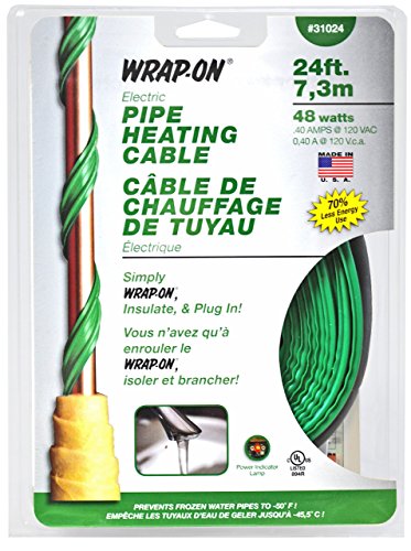 Pipe Heating Cable - 24-Feet, 120 Volt, Built-in Thermostat, Low Wattage - 31024 - size: 24 Feet