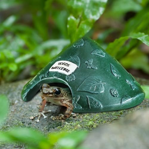 Toad House for Outside Garden, Frog House 8 x 8 x 3.9 Inch Reptile Hide Cave for Toad Frog Turtle Lizard Aquarium Fish(Green) - color: Green