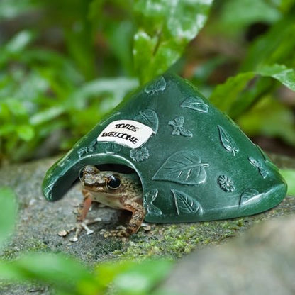 Toad House for Outside Garden, Frog House 8 x 8 x 3.9 Inch Reptile Hide Cave for Toad Frog Turtle Lizard Aquarium Fish(Green) - color: Green
