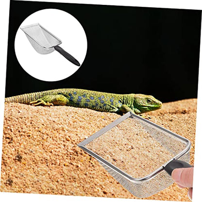 BESPORTBLE Stainless Steel Reptile Sand Shovel PET Manure Residue Cleaning Tool for Turtles Lizards Snakes Easy to Use Sturdy