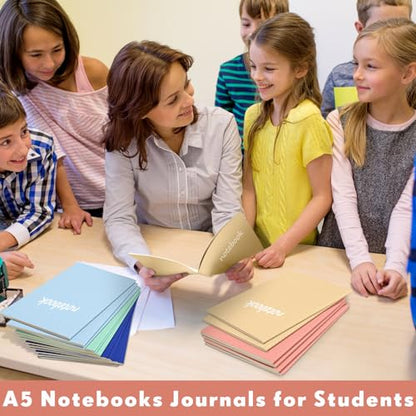 100 Pcs Journals Notebooks Bulk - Kraft Softcover A5 Small Notebooks 5.5 Inch x 8.3 Inch Notepads with 60 Page 30 Sheet for Writing Sketch Travel Office Supplies(Bright Color,Lined) - color: Bright Color, style: Lined