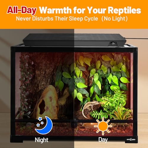 REPTI ZOO Reptile Heat Panel Adjustable Temperature Reptile Heating Plate, Mountable Under Lid, for Hermit Crabs/Leopard Geckos/Turtles/Snakes/Lizards - size: 6" X 18"