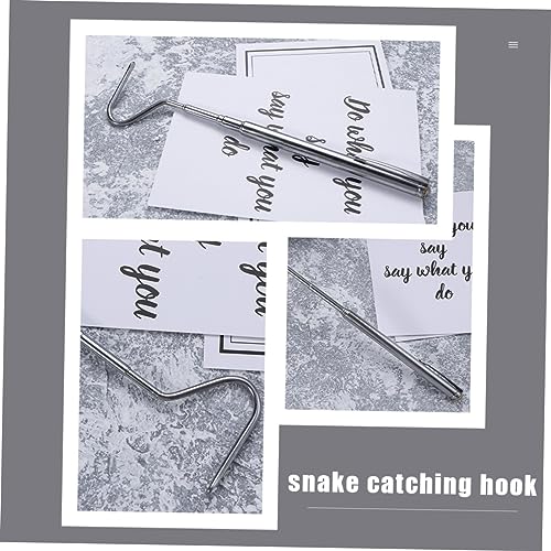 BESPORTBLE Portable Extendable Snake Hook 71cm Stainless Steel 2Pcs Silver | Easy-grip Handle, Convenient for Carrying, Wild Catching Use, Reptile Enthusiasts, Snake Enthusiasts