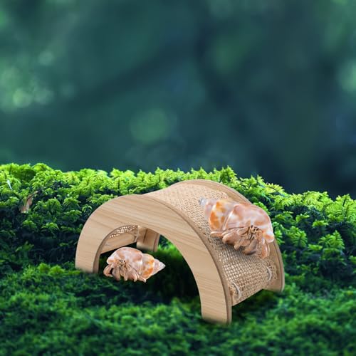 Hermit Crabs Climbing Bridge, Wooden Hermit Crab Climbing Toys with Jute Cloth, Hermit Crab Hideout, Aquarium Tank Accessory Small Animals Cage Accessory for Hermit Crab Hamster Chinchilla Ferret - style: Jute Cloth