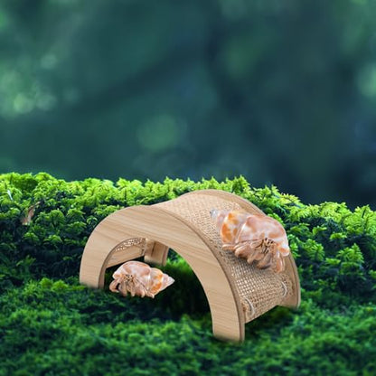 Hermit Crabs Climbing Bridge, Wooden Hermit Crab Climbing Toys with Jute Cloth, Hermit Crab Hideout, Aquarium Tank Accessory Small Animals Cage Accessory for Hermit Crab Hamster Chinchilla Ferret - style: Jute Cloth
