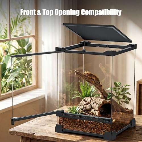 6 Gallon Fully Assembled Glass Reptile Enclosure,10"x 10" x 14" | Front Opening Tall Reptile Terrarium Tank for Baby Crested Geckos, Tree Frogs, Praying Mantises, Jumping Spiders - size: 10"L x 10"W x 14"H