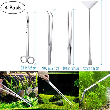 Aquarium Aquatic Plant Trimmer Sets Garden Bonsai Tweezers Fish Tank Algae Scrapers Cleaning Kits Water Plant Scissors Shears Clipper Tweezers for Feeding Reptiles Snake Lizards Spider