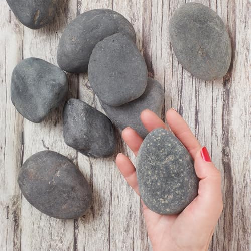 Royal Imports Flat River Rocks for Painting Craft Rocks – Grey Large 5lbs | Vase Filler Aquarium Gravel Smooth Stones for Arts & Crafts Fish Tank Gravel, Terrariums, Home Decor DIY & Crafting Projects - size: Large - 5 lbs