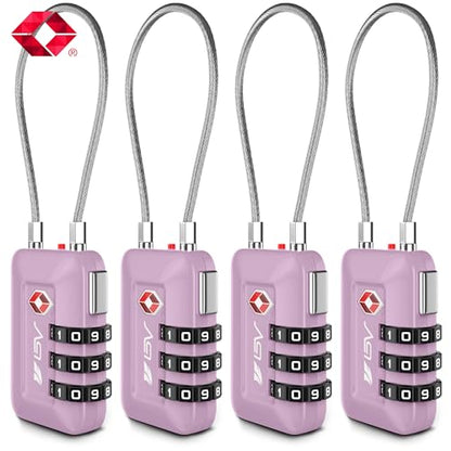 TSA Accepted Luggage Travel Lock, Set-Your-Own Combination Lock for School Gym Locker, Luggage Suitcase Baggage Locks, Filing Cabinets, Toolbox, Case (Purple, 4 Pack) - color: Purple 4-Pack
