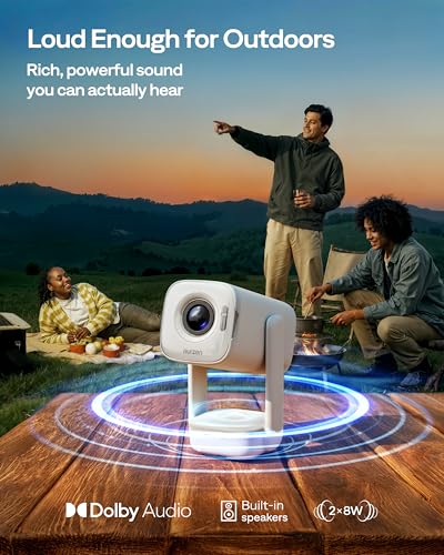 Aurzen EAZZE D1 air Smart Portable Projector, USB-C Powered, Native 1080P | Built-in Apps, HDR10, WiFi & Bluetooth, Auto Focus & Keystone, Power Bank Supported, DoIby Audio Outdoor Movie Projector