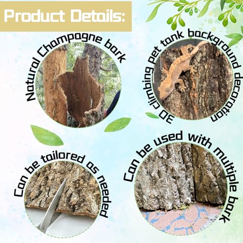 Hamiledyi 8PCS Cork Terrarium Background 15.7x11.8in Natural Large Cork Bark Backdrop Reptile Climbing Mat Tank Habitat Decor for Spider Lizard Chamelon Turtle Beared Dragon - size: 8PCS-15.7x11.8in