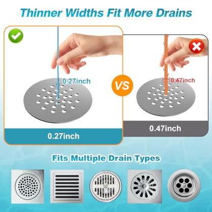 4 Pack 50 Inch Drain Snake Hair Drain Clog Remover Tool for Bathroom Sink | Reusable Brush, 50-Inch Break-Resistant Steel Wire Rope with Nylon Coating, 0.27-inch wand for Shower Drain Cleaning