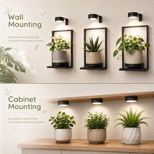 3-Pack Rechargeable Grow Lights for Indoor Plants, Cordless Plant Grow Lamp