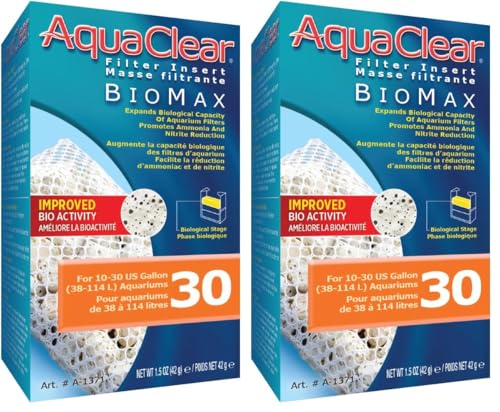 Aquaclear A1371 30-Gallon Biomax, 65g (2.3OZ) , White (Pack of 2) - size: AC30 (Old) 2-Pack
