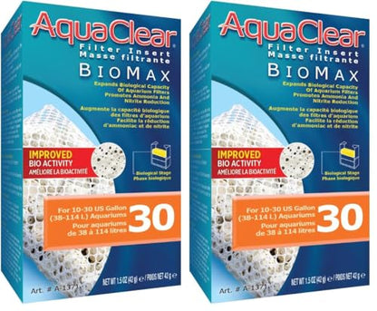 Aquaclear A1371 30-Gallon Biomax, 65g (2.3OZ) , White (Pack of 2) - size: AC30 (Old) 2-Pack