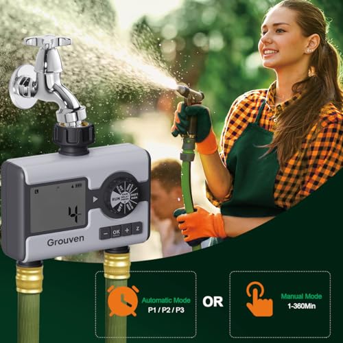 Garden Sprinkler Hose Timer Automatic Watering System 2 Outlet | with Rain Delay, Manual, Hose Timer Programmable Faucet Timer for Yard Lawn Pool - style: 2 outlets