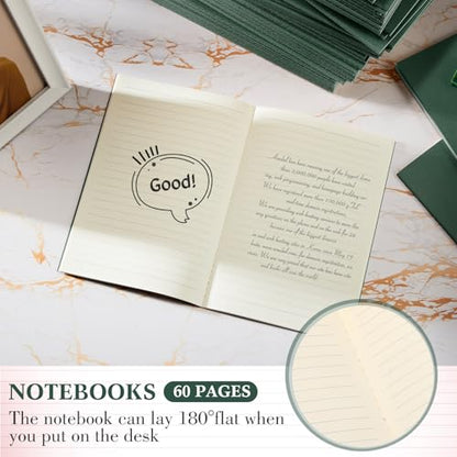 100 Pcs Journals Notebooks Bulk - Kraft Softcover A5 Small Notebooks 5.5 Inch x 8.3 Inch Notepads with 60 Page 30 Sheet for Writing Sketch Travel Office Supplies(Green,Lined) - color: Green, style: Lined