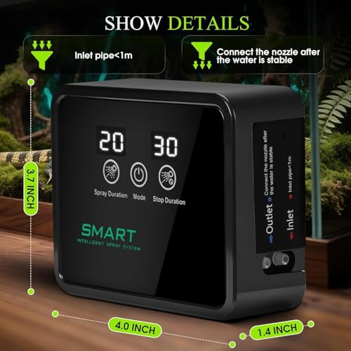 MECESOR Automatic Reptile Mister for Reptile Tank Smart Reptiles Mister System with Timer 360° Nozzles,Slient Terrarium Misting System Humidifier for Chameleons,Snakes,Frogs Smart Spray Control