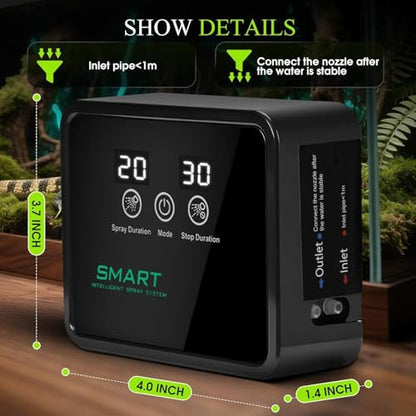 MECESOR Automatic Reptile Mister for Reptile Tank Smart Reptiles Mister System with Timer 360° Nozzles,Slient Terrarium Misting System Humidifier for Chameleons,Snakes,Frogs Smart Spray Control