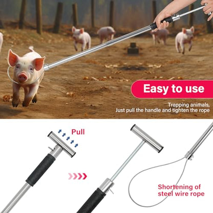 Dog Catcher Pole Portable Hog Pig Catcher Stainless Steel Pig Holder Animal Control Pole Tool Livestock Farm Equipment