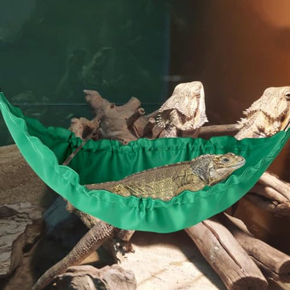 Reptology Lizard Hammock with Suction Cups Bearded Dragon Tank Accessories Reptile Lounger for Chameleon, Snakes, Lguana Reptiles, Geckos, Hamster - color: Dark green