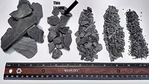 Natural Slate Stone -1/2 to 1 inch. Perfect Size for Miniature or Fairy Gardens, Aquariums, Reptiles, Terrariums, Model Railroads, Dioramas & Wargaming (2lbs Grey) - style: 2lbs grey