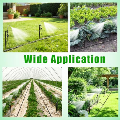 15 Sets 360° Adjustable Irrigation Misting Heads with Stake | Micro Spray Emitters with 1/4" Irrigation Tubing on Riser Stake,Atomizing Sprinkler Stake Assembly for Garden Watering System - size: 15 Sets Misting Heads with Stake