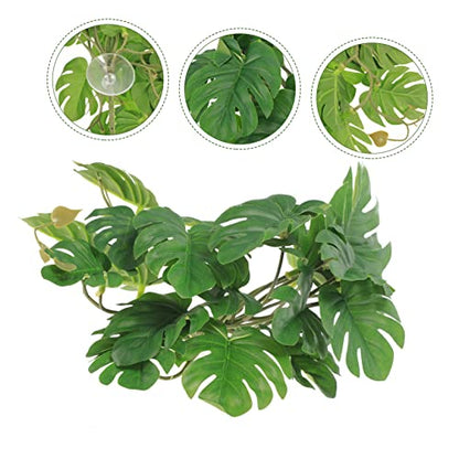 BESPORTBLE Hanging Plant for Reptile Terrarium 23 Leaf Faux Plant Wall Hanging Sturdy and Fade-Resistant Reptile Tank Accessory