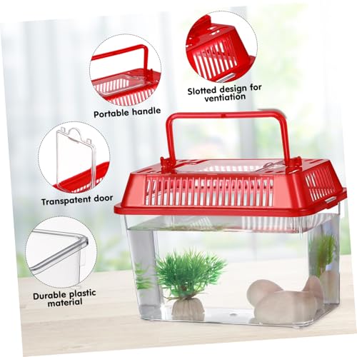 5pcs Transparent Reptile Breeding Box Handheld Tortoise Tank for Snakes Crabs and Small Pets Easy to Clean Safe Feeding Container Mixed Colors