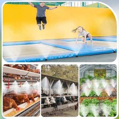40FT Misters for Outside Patio, Misting Cooling System Anti Leak | Misting Line with 12 Brass Mist Nozzles and Adapter(3/4"), DIY Water Misters for Garden Greenhouse Fan BBQ Party Pool - size: 40FT Misting Cooling System