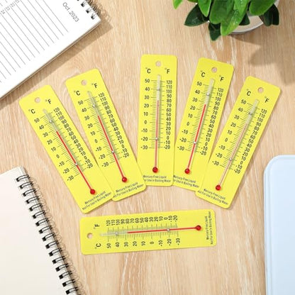 Maitys 10 Pcs Science Thermometers Mercury Free Student School Supplies Boiling Point Dual Scale Thermometers for Classroom Teaching Tools (Yellow) - color: Yellow