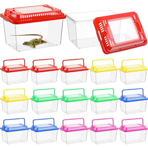 LemonRoad 25 Pcs Plastic Reptile Terrariums,Classic,5.9x4.3x3.7 Inch | Carrier Cage, Tarantula Enclosure Snake Breeding Box, Portable Fish Tank, with Ventilated Lid for Spider Turtle Lizard - color: Classic, size: 5.9x4.3x3.7 Inch