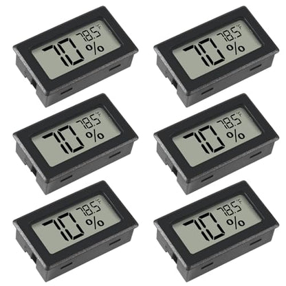 6 Pack Mini Hygrometer Indoor Humidity Meter Hygrometer Thermometers ，Humidity Meters Gauge Hygrometer Mini Digital Thermometer Hygrometer with Fahrenheit (℉) for Humidors, Greenhouse, Garden, Cellar - color: 6PCS