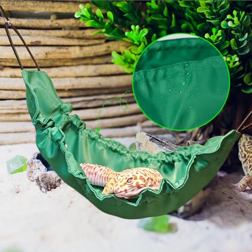 Reptology Lizard Hammock with Suction Cups Bearded Dragon Tank Accessories Reptile Lounger for Chameleon, Snakes, Lguana Reptiles, Geckos, Hamster - color: Dark green