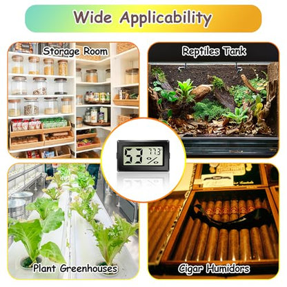 2PCS Reptile Thermometer and Hygrometer Gauge Adhesive Digital Terrarium Hygrometer Reptile Tank Accessories for Bearded Dragon Jumping Spider Leopard Gecko Lizard Ball Python Hermit Crab