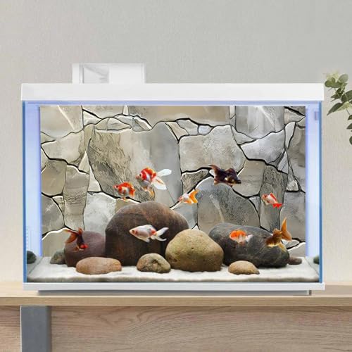 60x24 inches White Grey Rock Terrarium Backdrop Stone Fish Tank Background - size: 60x24in/150x60cm