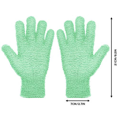 Patelai 2 Pairs Microfiber Gloves for plants Dusting Cleaning Glove Mittens House Cars Blinds Dusting(Blue, Grass Green,X-Large) - color: Blue, Grass Green, size: X-Large