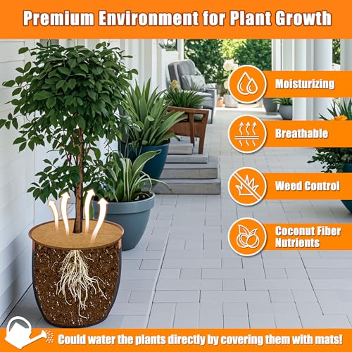 10 Inch Coconut Fiber Mulch Ring, 3 Pcs Tree Protector Mats, Coco Coir Mulch Mat Tree Guards, Plants Disc Soil Cover for Landscaping and Indoor Outdoor Gardening Pot - size: 10in-3pcs